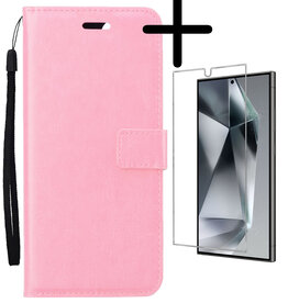 BASEY. BASEY. Samsung Galaxy S24 Ultra Hoesje Bookcase Met Screenprotector - Lichtroze