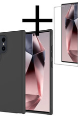 NoXx Hoes Geschikt voor Samsung S24 Ultra Hoesje Cover Siliconen Back Case Hoes Met Screenprotector - Zwart