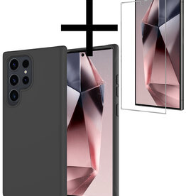 NoXx NoXx Samsung Galaxy S24 Ultra Hoesje Siliconen Met Screenprotector - Zwart