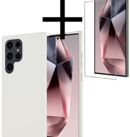 NoXx NoXx Samsung Galaxy S24 Ultra Hoesje Siliconen Met Screenprotector - Wit