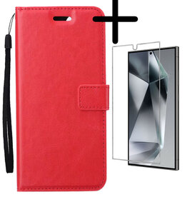 BASEY. BASEY. Samsung Galaxy S24 Ultra Hoesje Bookcase Met Screenprotector - Rood