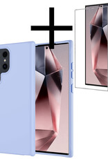 NoXx Hoes Geschikt voor Samsung S24 Ultra Hoesje Cover Siliconen Back Case Hoes Met Screenprotector - Lichtblauw