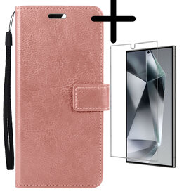BASEY. BASEY. Samsung Galaxy S24 Ultra Hoesje Bookcase Met Screenprotector - Rose Goud