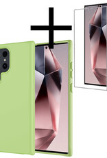 NoXx Hoes Geschikt voor Samsung S24 Ultra Hoesje Cover Siliconen Back Case Hoes Met Screenprotector - Groen