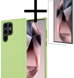 NoXx NoXx Samsung Galaxy S24 Ultra Hoesje Siliconen Met Screenprotector - Groen