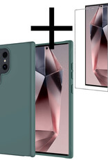 NoXx Hoes Geschikt voor Samsung S24 Ultra Hoesje Cover Siliconen Back Case Hoes Met Screenprotector - Donkergroen