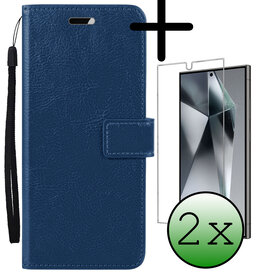 BASEY. BASEY. Samsung Galaxy S24 Ultra Hoesje Bookcase Met 2x Screenprotector - Donkerblauw