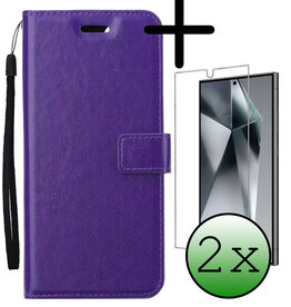 BASEY. BASEY. Samsung Galaxy S24 Ultra Hoesje Bookcase Met 2x Screenprotector - Paars