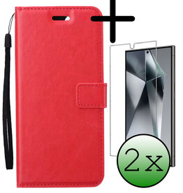 BASEY. BASEY. Samsung Galaxy S24 Ultra Hoesje Bookcase Met 2x Screenprotector - Rood