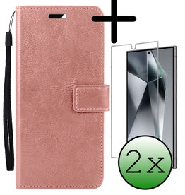 BASEY. BASEY. Samsung Galaxy S24 Ultra Hoesje Bookcase Met 2x Screenprotector - Rose Goud