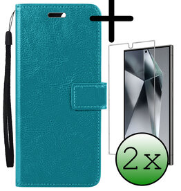 BASEY. BASEY. Samsung Galaxy S24 Ultra Hoesje Bookcase Met 2x Screenprotector - Turquoise