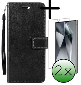 BASEY. BASEY. Samsung Galaxy S24 Ultra Hoesje Bookcase Met 2x Screenprotector - Zwart