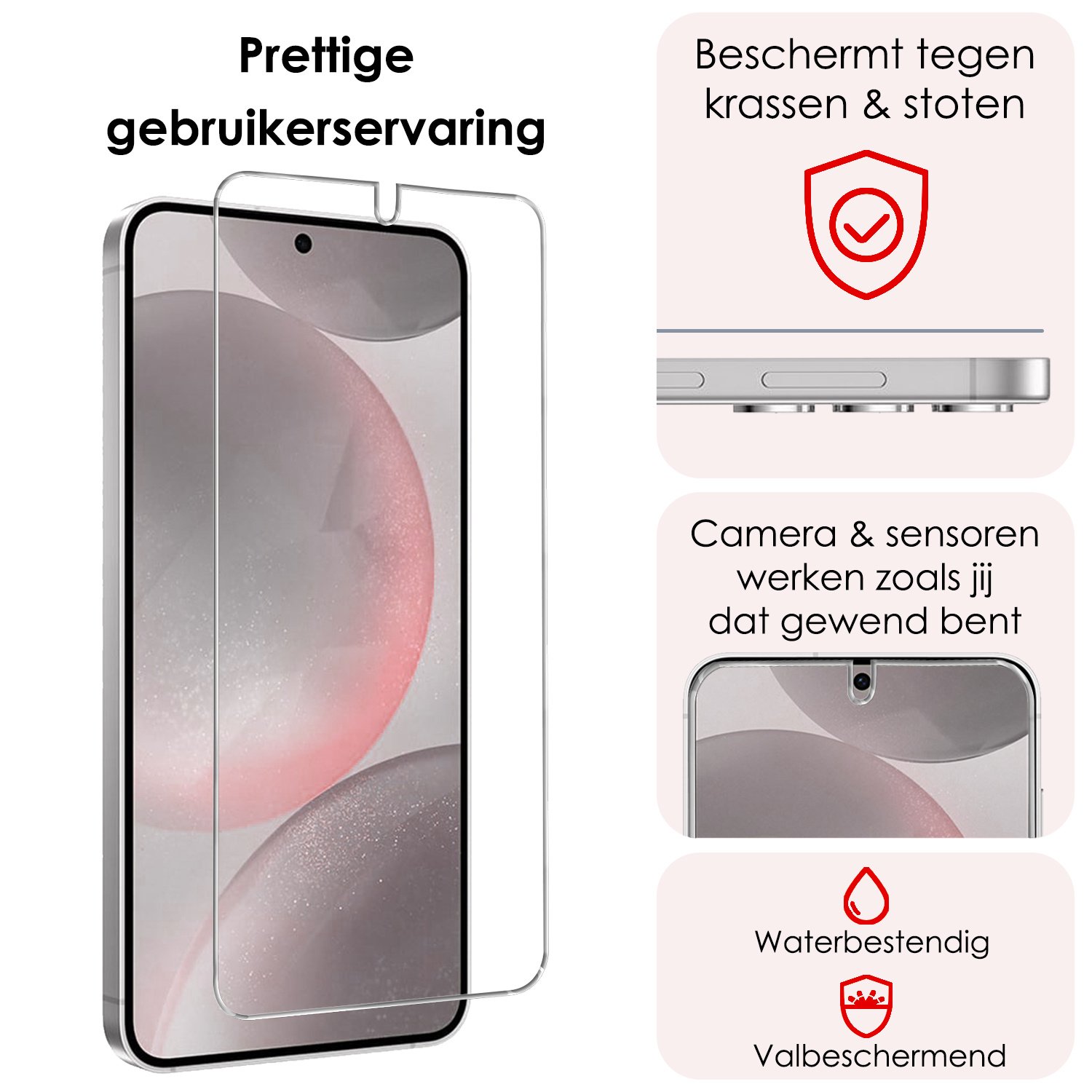 NoXx Hoes Geschikt voor Samsung S24 Plus Hoesje Cover Siliconen Back Case Hoes Met Screenprotector - Rood