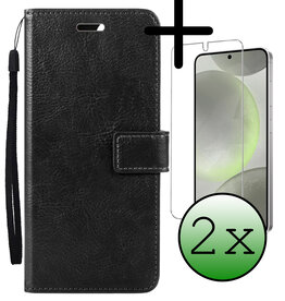 BASEY. BASEY. Samsung Galaxy S24 Plus Hoesje Bookcase Met 2x Screenprotector - Zwart