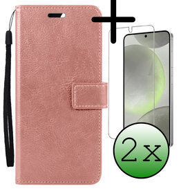 BASEY. BASEY. Samsung Galaxy S24 Plus Hoesje Bookcase Met 2x Screenprotector - Rose Goud