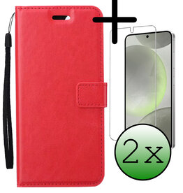 BASEY. BASEY. Samsung Galaxy S24 Plus Hoesje Bookcase Met 2x Screenprotector - Rood