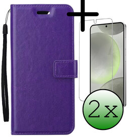 BASEY. BASEY. Samsung Galaxy S24 Plus Hoesje Bookcase Met 2x Screenprotector - Paars