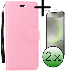 BASEY. BASEY. Samsung Galaxy S24 Plus Hoesje Bookcase Met 2x Screenprotector - Lichtroze