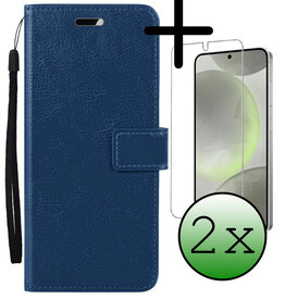 BASEY. BASEY. Samsung Galaxy S24 Plus Hoesje Bookcase Met 2x Screenprotector - Donkerblauw