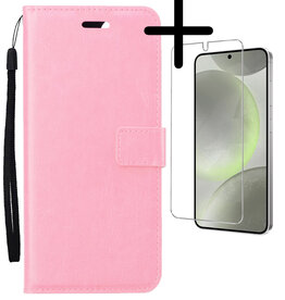 BASEY. BASEY. Samsung Galaxy S24 Plus Hoesje Bookcase Met Screenprotector - Lichtroze