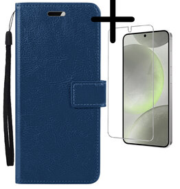 BASEY. BASEY. Samsung Galaxy S24 Plus Hoesje Bookcase Met Screenprotector - Donkerblauw
