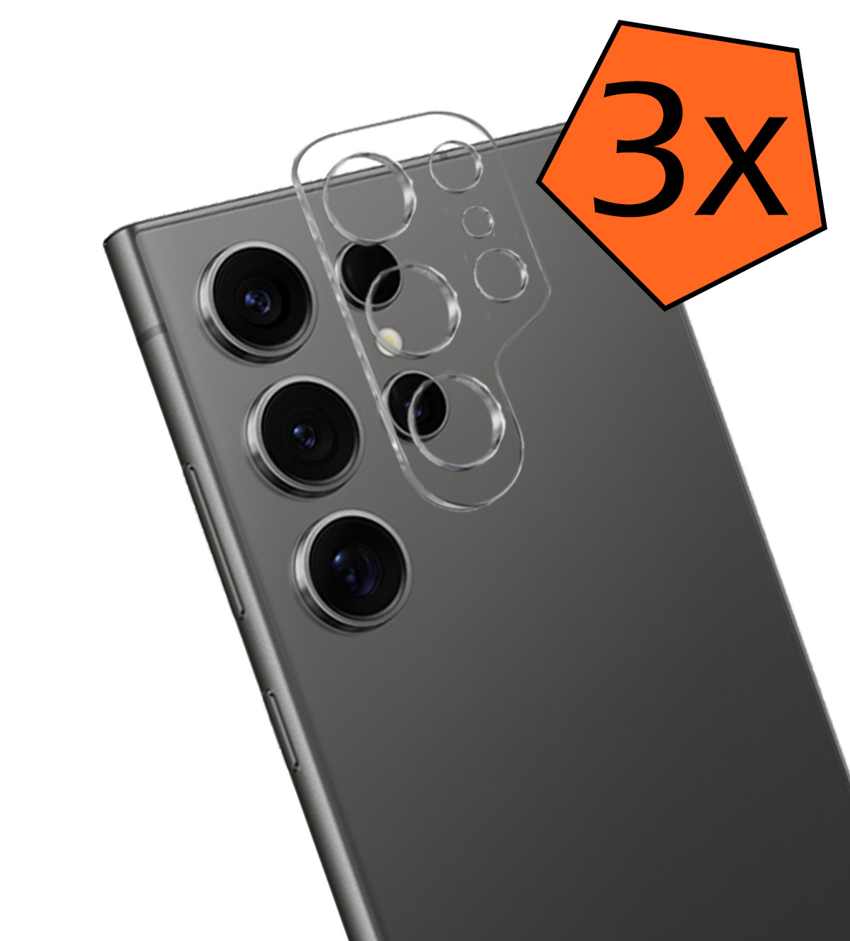 Nomfy Screenprotector Geschikt voor Samsung S24 Ultra Camera Screen Protector Beschermglas - Screenprotector Geschikt voor Samsung Galaxy S24 Ultra Camera Screenprotector Tempered Glass - 3 PACK