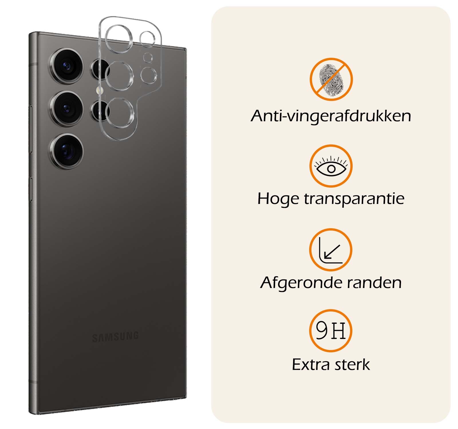 Nomfy Screenprotector Geschikt voor Samsung S24 Ultra Camera Screen Protector Beschermglas - Screenprotector Geschikt voor Samsung Galaxy S24 Ultra Camera Screenprotector Tempered Glass - 3 PACK