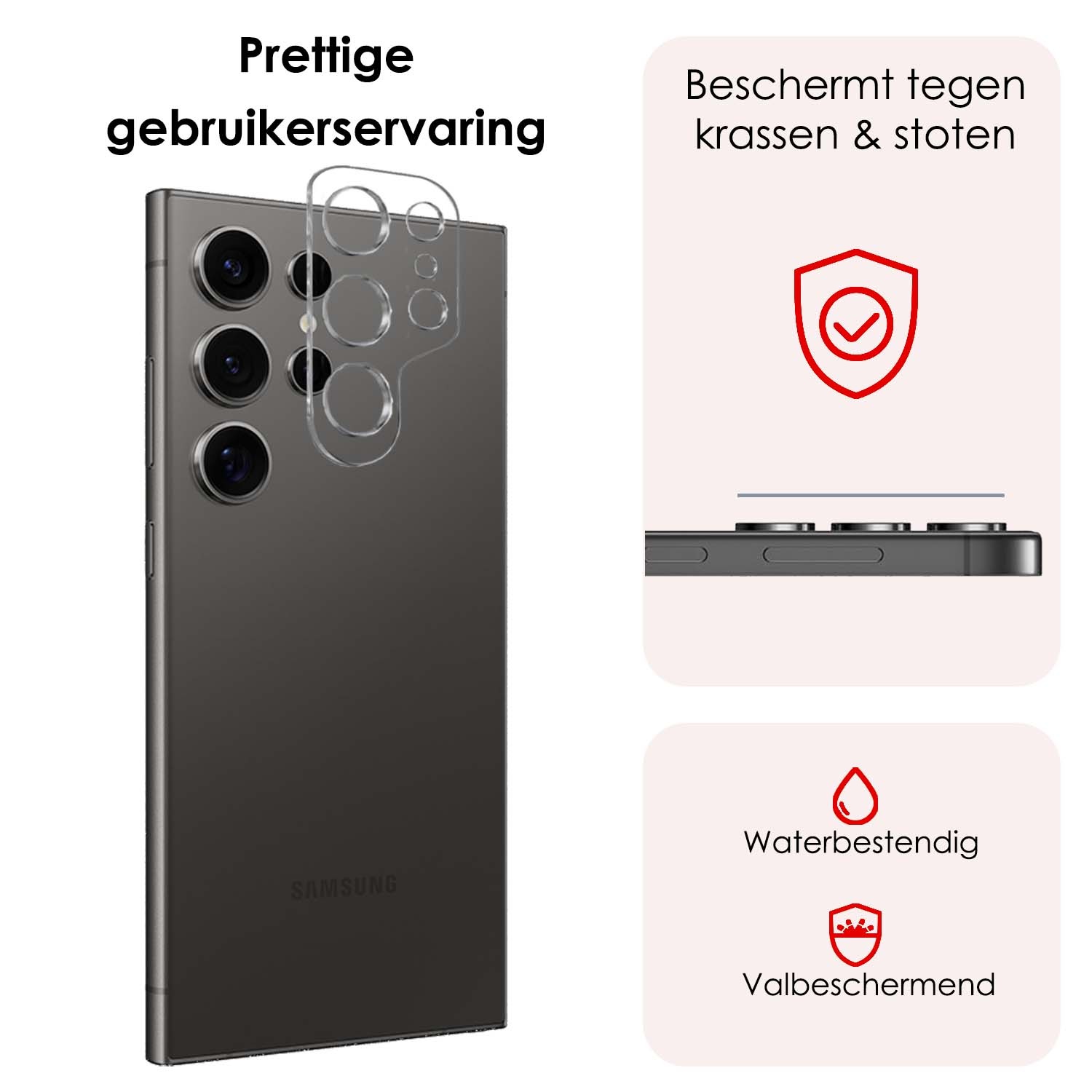 NoXx Screenprotector Geschikt voor Samsung S24 Ultra Camera Screenprotector Gehard Glas - Screenprotector Geschikt voor Samsung Galaxy S24 Ultra Screenprotector Camera Tempered Glass - 2x