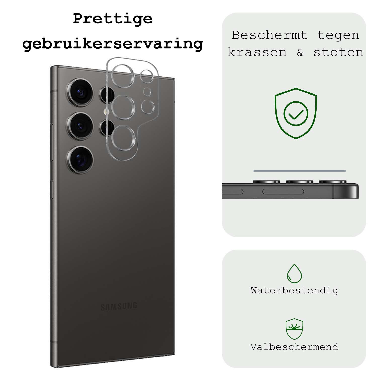 BASEY. Screenprotector Geschikt voor Samsung S24 Ultra Camera Screenprotector Tempered Glass Beschermglas Camera - Screenprotector Geschikt voor Samsung Galaxy S24 Ultra Camera Screen Protector