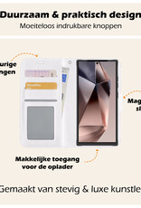 Nomfy Hoesje Geschikt voor Samsung S24 Ultra Hoes Bookcase Flipcase Book Cover Met Screenprotector - Hoes Geschikt voor Samsung Galaxy S24 Ultra Hoesje Book Case - Wit