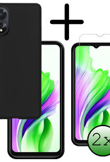 BASEY. Hoes Geschikt voor OPPO A38 Hoesje Siliconen Back Cover Case Met 2x Screenprotector - Hoesje Geschikt voor OPPO A38 Hoes Cover Hoesje - Zwart