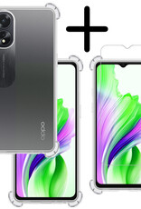 BASEY. Hoes Geschikt voor OPPO A38 Hoesje Shock Proof Case Hoes Siliconen Met Screenprotector - Hoesje Geschikt voor OPPO A38 Hoes Cover Shockproof - Transparant