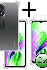 BASEY. Hoes Geschikt voor OPPO A38 Hoesje Shock Proof Case Hoes Siliconen Met 2x Screenprotector - Hoesje Geschikt voor OPPO A38 Hoes Cover Shockproof - Transparant