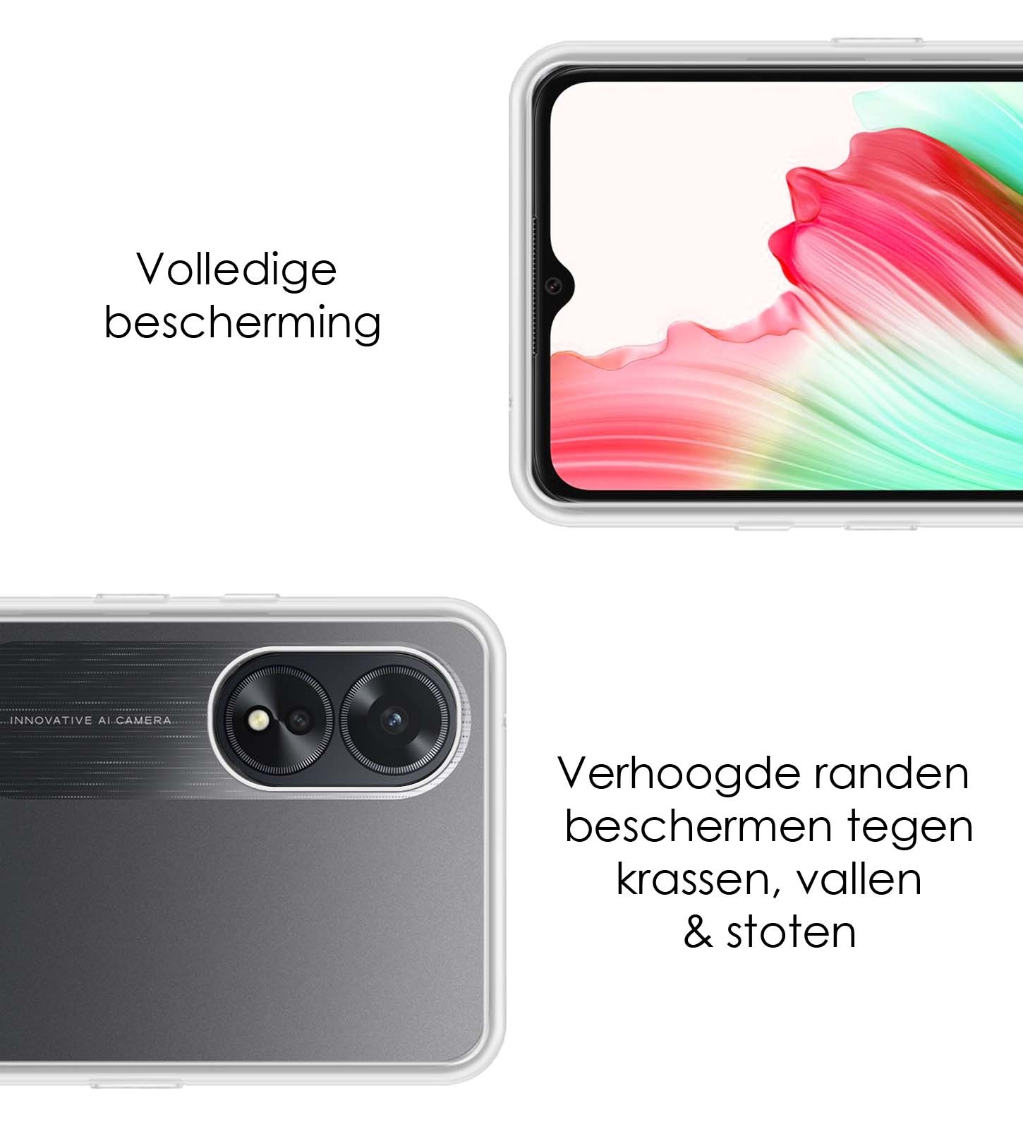 NoXx Hoes Geschikt voor OPPO A38 Hoesje Cover Siliconen Back Case Hoes - Transparant - 2x