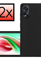 NoXx Hoes Geschikt voor OPPO A38 Hoesje Cover Siliconen Back Case Hoes - Zwart - 2x