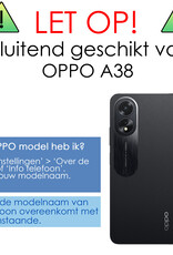 NoXx Hoes Geschikt voor OPPO A38 Hoesje Cover Siliconen Back Case Hoes - Zwart - 2x