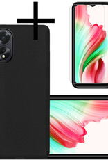 NoXx Hoes Geschikt voor OPPO A38 Hoesje Cover Siliconen Back Case Hoes Met Screenprotector - Zwart