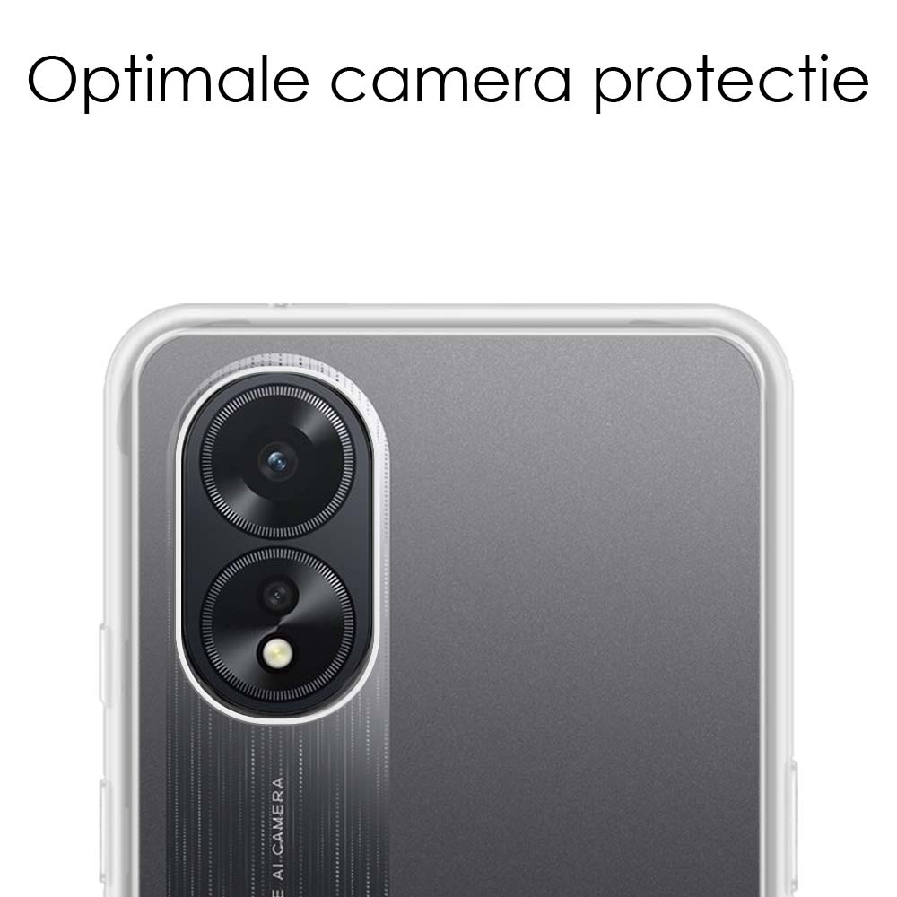 NoXx Hoes Geschikt voor OPPO A38 Hoesje Cover Siliconen Back Case Hoes Met 2x Screenprotector - Transparant