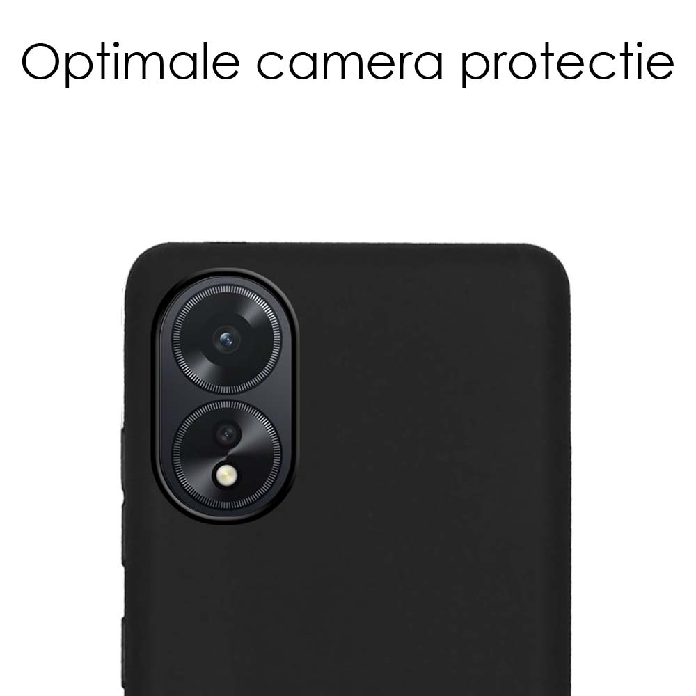 NoXx Hoes Geschikt voor OPPO A38 Hoesje Cover Siliconen Back Case Hoes Met 2x Screenprotector - Zwart