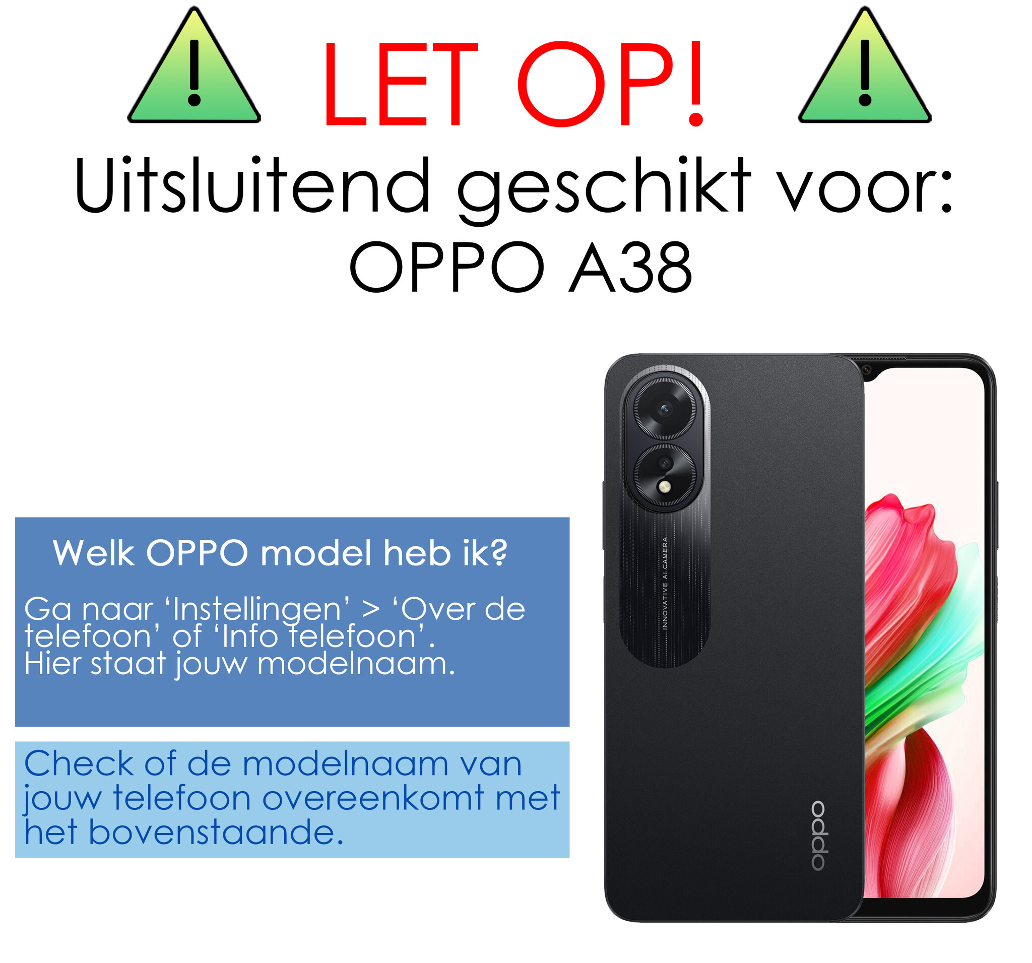 NoXx Hoes Geschikt voor OPPO A38 Hoesje Siliconen Cover Shock Proof Back Case Shockproof Hoes Met 2x Screenprotector - Transparant
