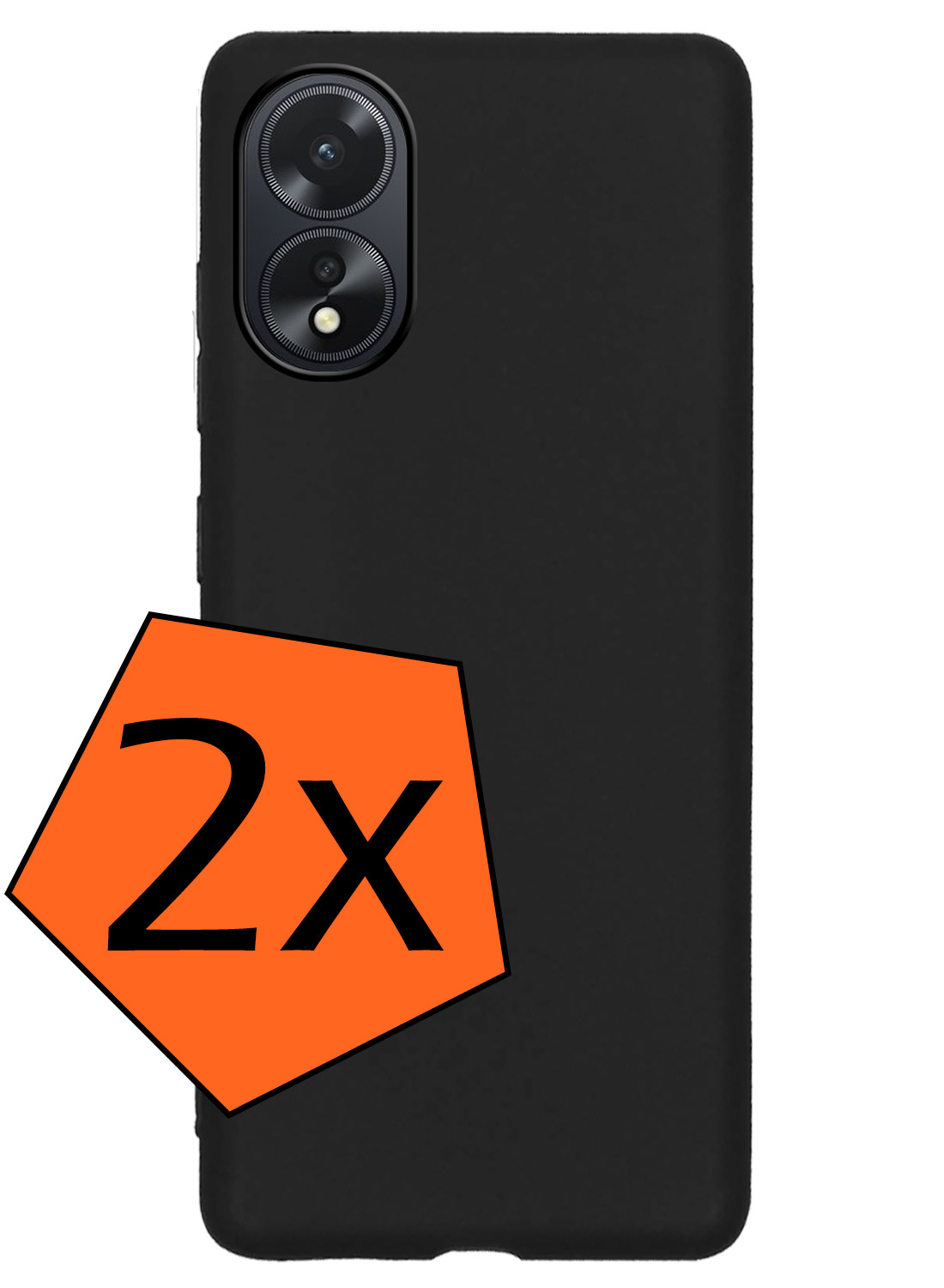 Nomfy Hoesje Geschikt voor OPPO A38 Hoesje Siliconen Cover Case - Hoes Geschikt voor OPPO A38 Hoes Back Case - 2-PACK - Zwart