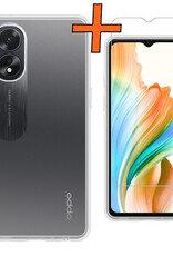 Nomfy Hoesje Geschikt voor OPPO A38 Hoesje Siliconen Cover Case Met Screenprotector - Hoes Geschikt voor OPPO A38 Hoes Back Case - Transparant
