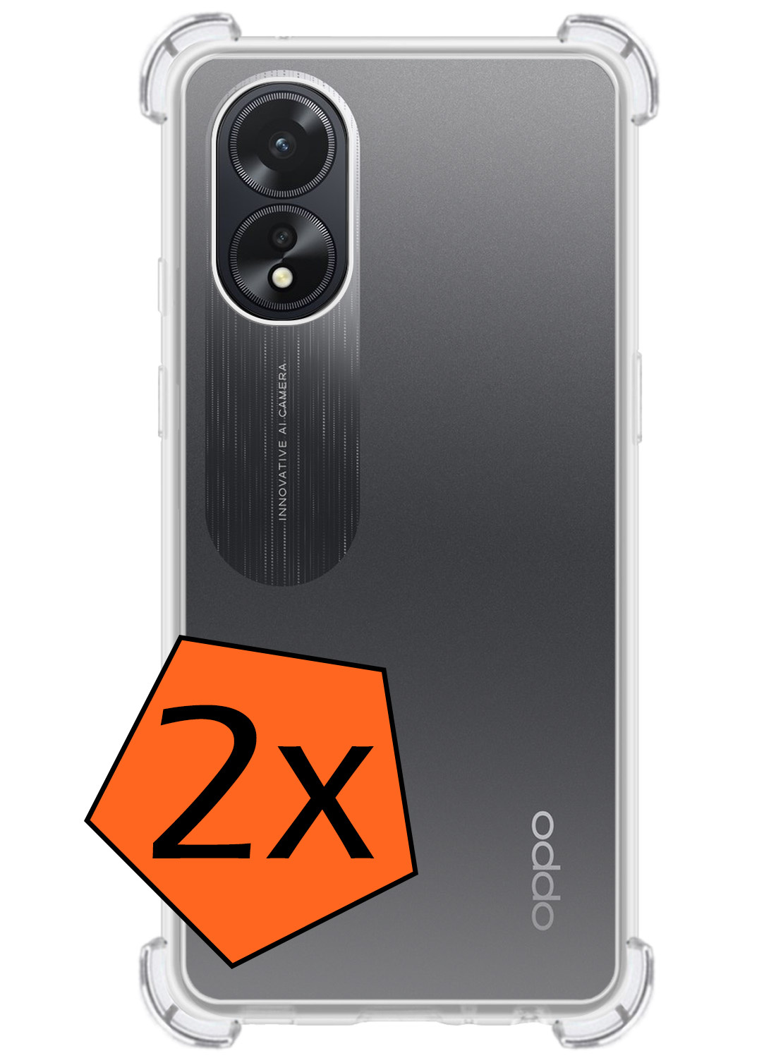 Nomfy Hoesje Geschikt voor OPPO A38 Hoesje Shock Proof Cover Case Shockproof - Hoes Geschikt voor OPPO A38 Hoes Siliconen Back Case - Transparant - 2 PACK