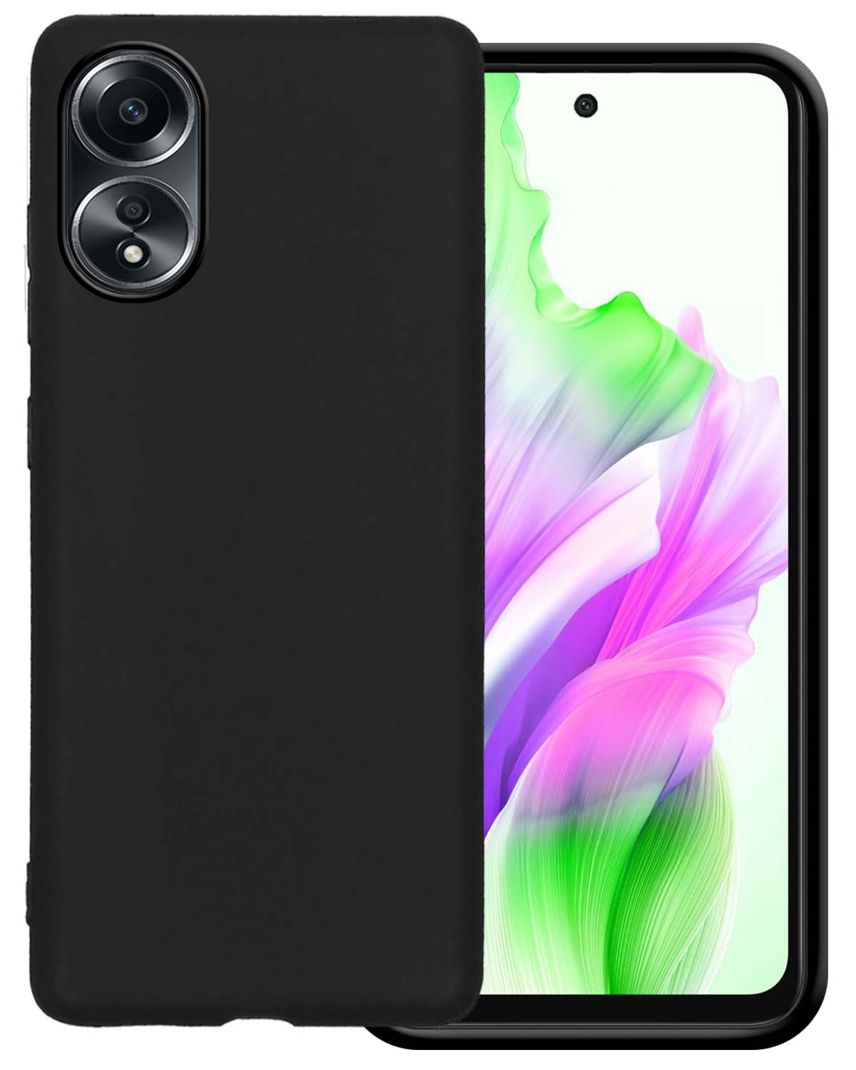 BASEY. Hoes Geschikt voor OPPO A58 Hoesje Siliconen Back Cover Case - Hoesje Geschikt voor OPPO A58 Hoes Cover Hoesje - Zwart