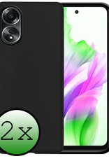 BASEY. Hoes Geschikt voor OPPO A58 Hoesje Siliconen Back Cover Case - Hoesje Geschikt voor OPPO A58 Hoes Cover Hoesje - Zwart - 2 Stuks