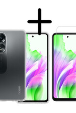 BASEY. Hoes Geschikt voor OPPO A58 Hoesje Siliconen Back Cover Case Met Screenprotector - Hoesje Geschikt voor OPPO A58 Hoes Cover Hoesje - Transparant