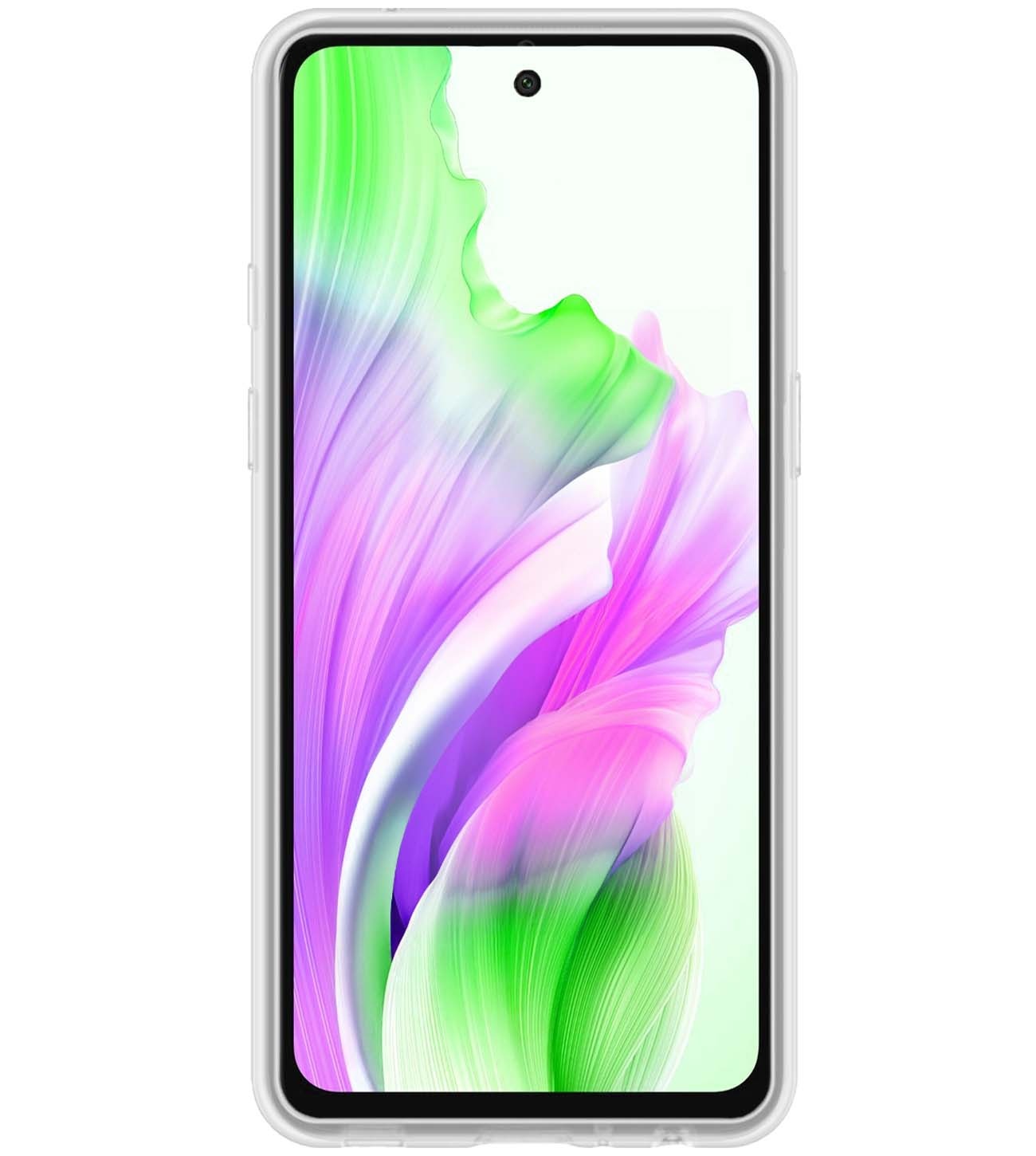 BASEY. Hoes Geschikt voor OPPO A58 Hoesje Siliconen Back Cover Case Met Screenprotector - Hoesje Geschikt voor OPPO A58 Hoes Cover Hoesje - Transparant