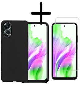 BASEY. BASEY. OPPO A58 Hoesje Siliconen Met Screenprotector - Zwart