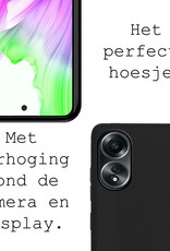 BASEY. Hoes Geschikt voor OPPO A58 Hoesje Siliconen Back Cover Case Met Screenprotector - Hoesje Geschikt voor OPPO A58 Hoes Cover Hoesje - Zwart