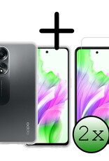 BASEY. Hoes Geschikt voor OPPO A58 Hoesje Siliconen Back Cover Case Met 2x Screenprotector - Hoesje Geschikt voor OPPO A58 Hoes Cover Hoesje - Transparant
